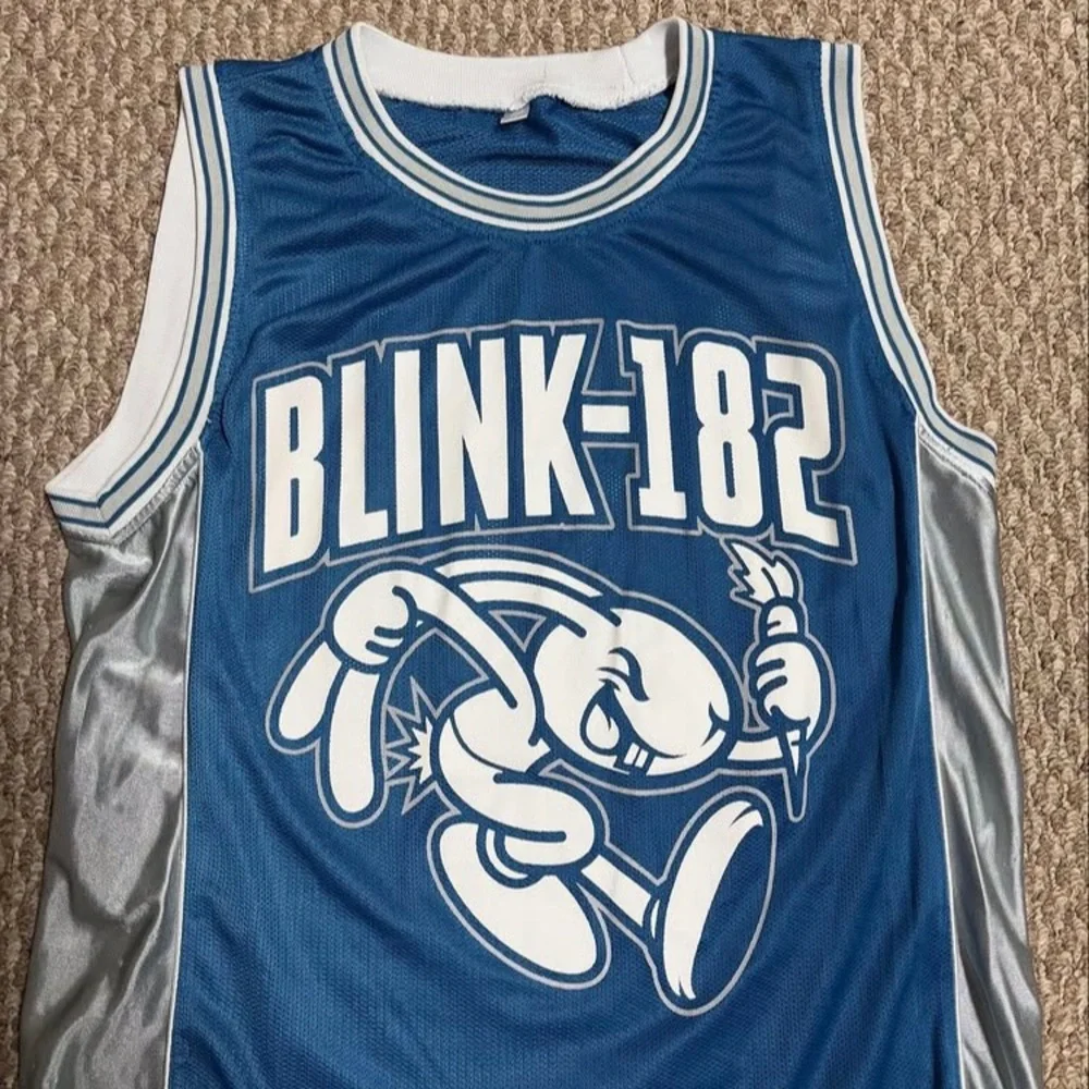 Blink-182 Vintage Rock Band Bunny Blue and Silver Tank Top Basketball Jersey - Picture 3 of 4